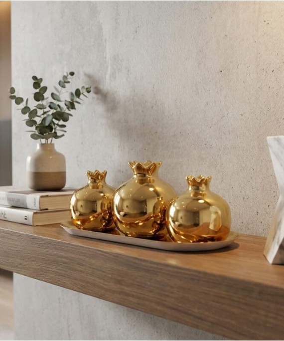 ZEYVE CERAMIC 3-PIECE POMEGRANATE SET TRAY 23x10x9cm